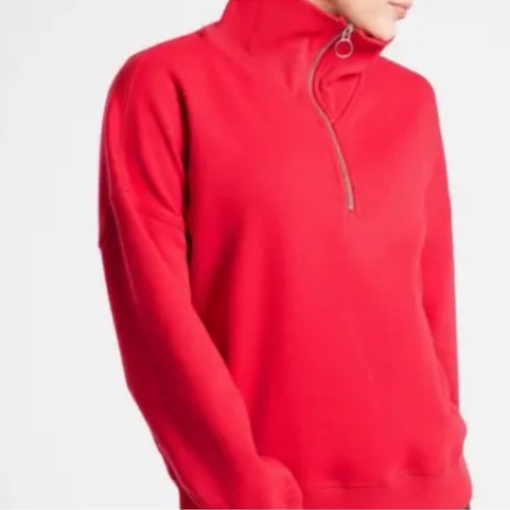 ATHLETA WOMEN'S RED 1/4‎ ZIP FUNNEL NECK COZY CARMA SWEATSHIRT xl